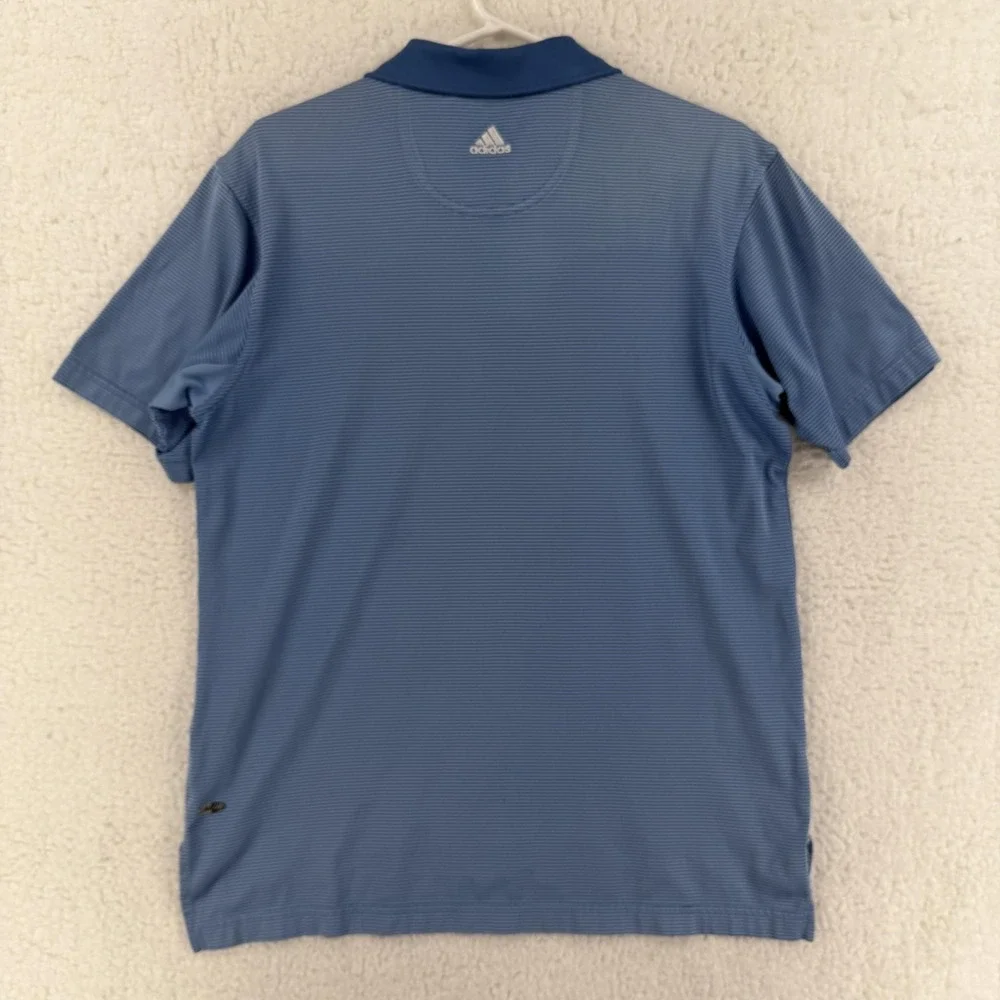 Adidas Polo Shirt Mens Small Blue‎ Stripe Golf Performance Athletic Clima Cool